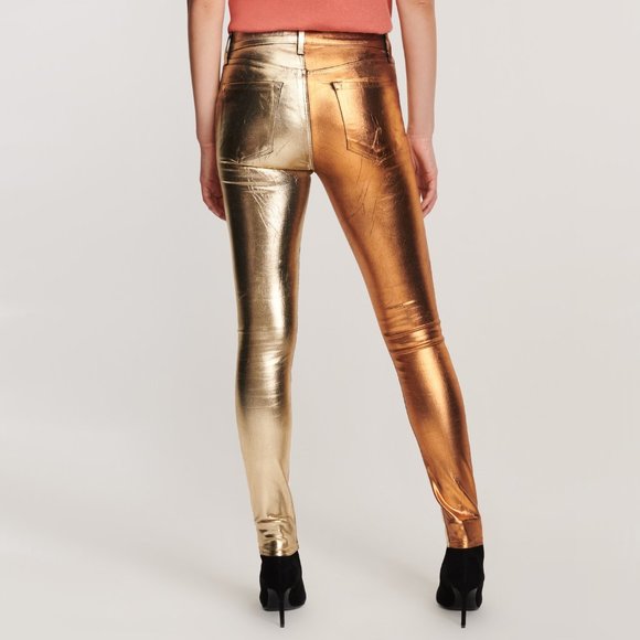 J Brand high shine gold high rise skinny jeans - Picture 4 of 11